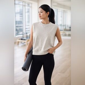 Wear It To Heart Pilates Studio Sleeveless Sweatshirt Oatmeal XS NWT